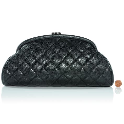 CHANEL Caviar Quilted Timeless Clutch Black